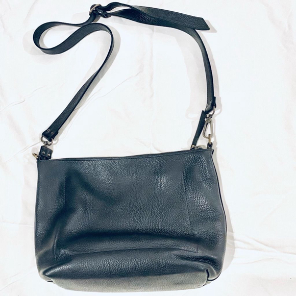 Handmade Black Leather Crossbody Hobo Purse - Picture 2 of 12